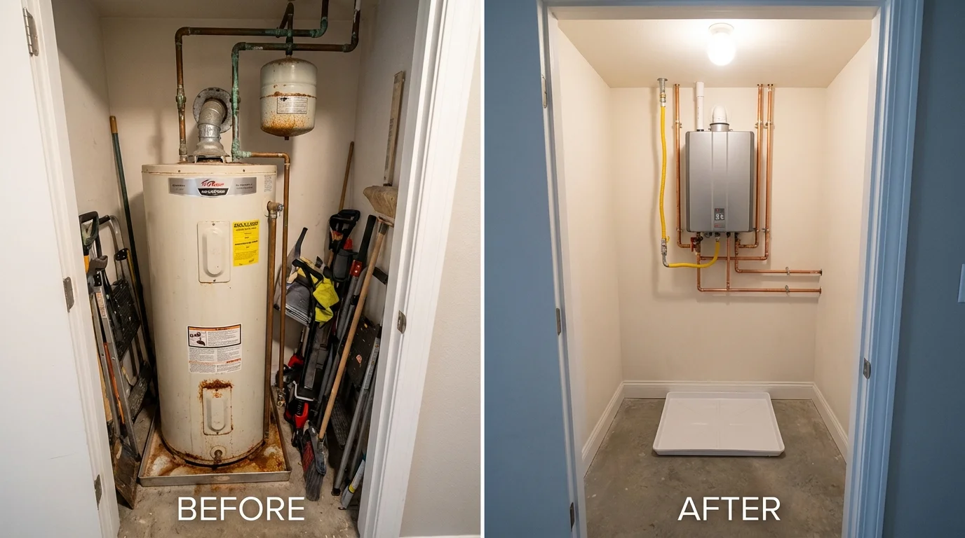 Tank water heater versus wall-mounted tankless unit comparison for Port Reading, NJ homeowners
